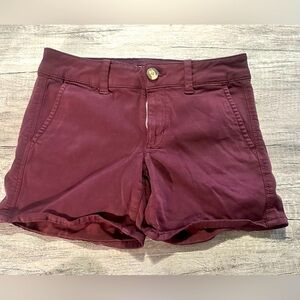 American Eagle Maroon Midi Shorts Super Stretch Size 2
